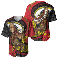 Personalised Papua New Guinea Language Week Baseball Jersey Bird Of Paradise Tribal Floral Pattern DT05 - Polynesian Pride