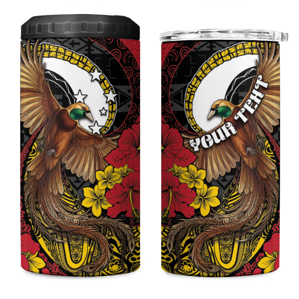 Personalised Papua New Guinea Language Week 4 in 1 Can Cooler Tumbler Bird Of Paradise Tribal Floral Pattern