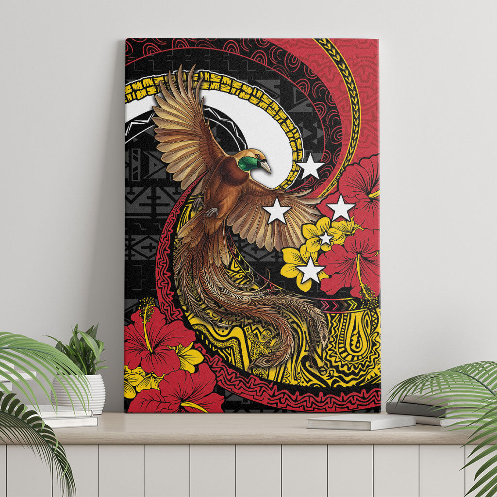 Papua New Guinea Language Week Canvas Wall Art Bird Of Paradise Tribal Floral Pattern DT05 - Polynesian Pride