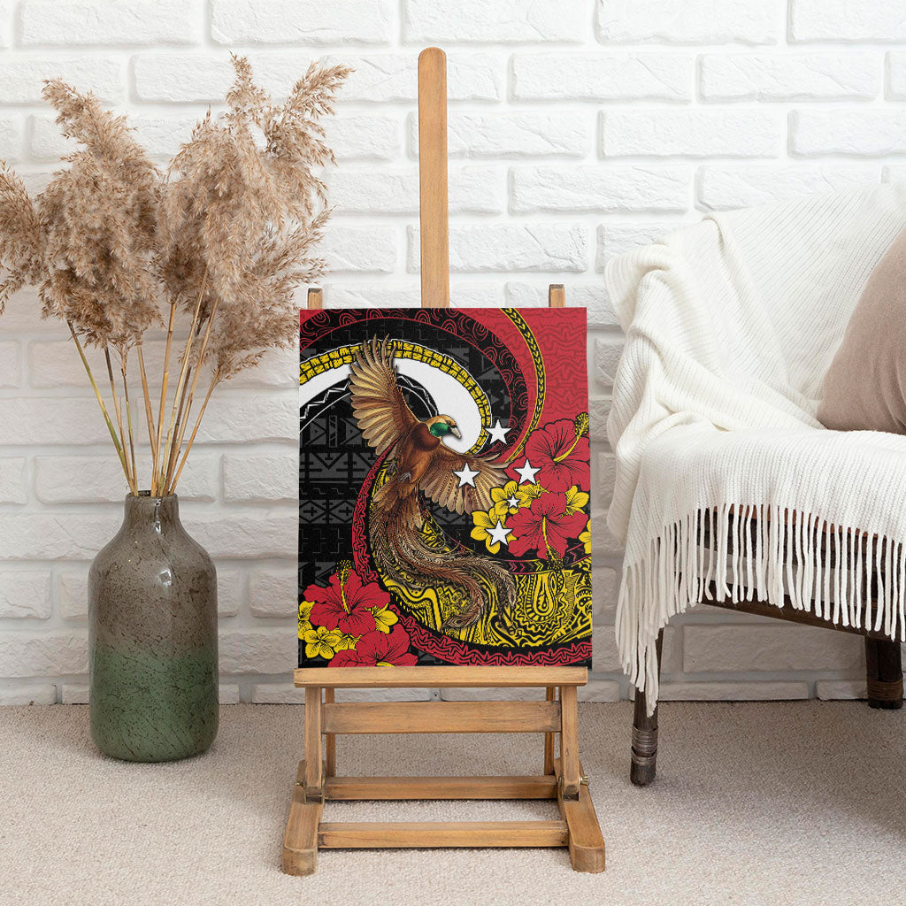 Papua New Guinea Language Week Canvas Wall Art Bird Of Paradise Tribal Floral Pattern DT05 - Polynesian Pride