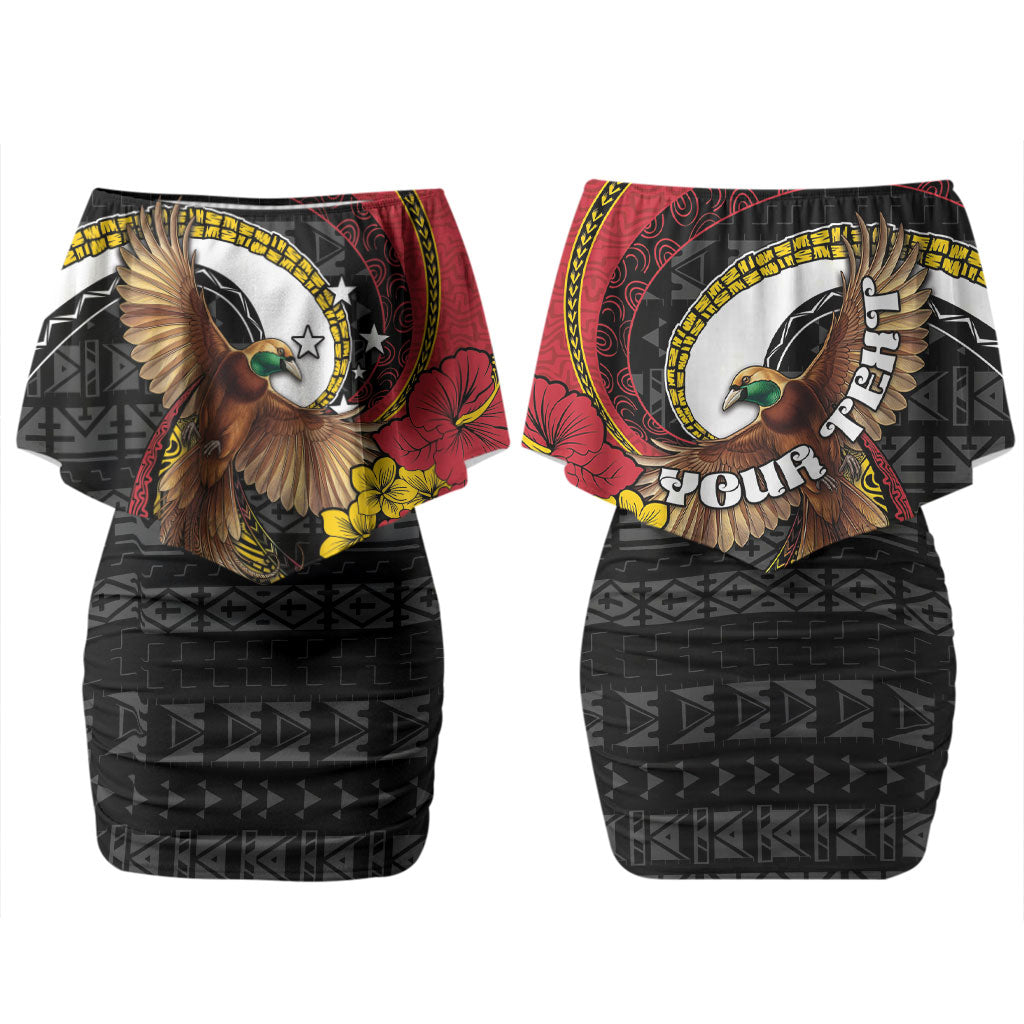 Personalised Papua New Guinea Language Week Couples Matching Off Shoulder Short Dress and Long Sleeve Button Shirt Bird Of Paradise Tribal Floral Pattern DT05 - Polynesian Pride