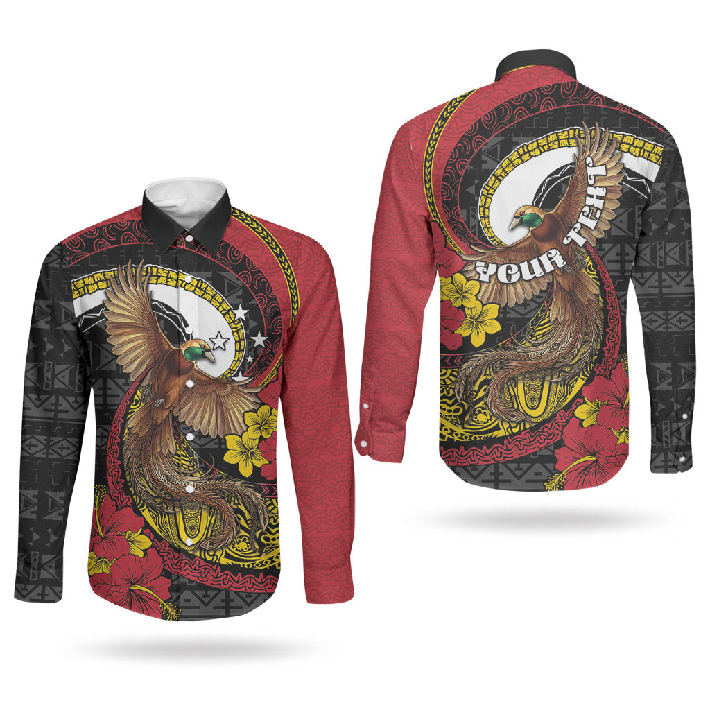 Personalised Papua New Guinea Language Week Couples Matching Summer Maxi Dress and Long Sleeve Button Shirt Bird Of Paradise Tribal Floral Pattern DT05 - Polynesian Pride