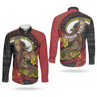 Personalised Papua New Guinea Language Week Couples Matching Summer Maxi Dress and Long Sleeve Button Shirt Bird Of Paradise Tribal Floral Pattern DT05 - Polynesian Pride