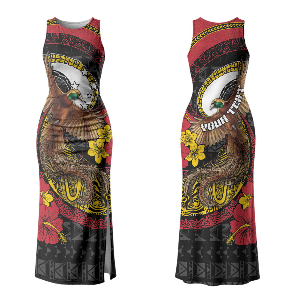 Personalised Papua New Guinea Language Week Couples Matching Tank Maxi Dress and Long Sleeve Button Shirt Bird Of Paradise Tribal Floral Pattern DT05 - Polynesian Pride