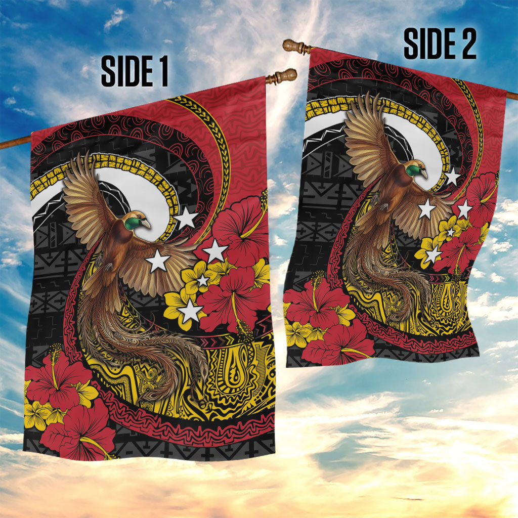 Papua New Guinea Language Week Garden Flag Bird Of Paradise Tribal Floral Pattern DT05 - Polynesian Pride