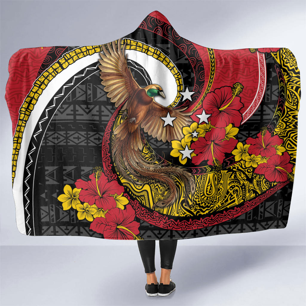 Papua New Guinea Language Week Hooded Blanket Bird Of Paradise Tribal Floral Pattern