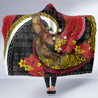 Papua New Guinea Language Week Hooded Blanket Bird Of Paradise Tribal Floral Pattern DT05 One Size Black - Polynesian Pride