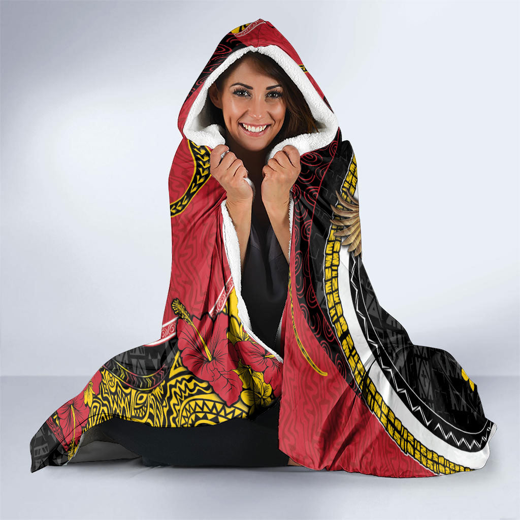 Papua New Guinea Language Week Hooded Blanket Bird Of Paradise Tribal Floral Pattern DT05 - Polynesian Pride