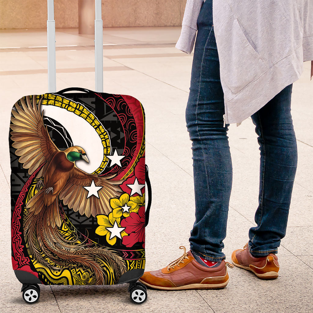 Papua New Guinea Language Week Luggage Cover Bird Of Paradise Tribal Floral Pattern