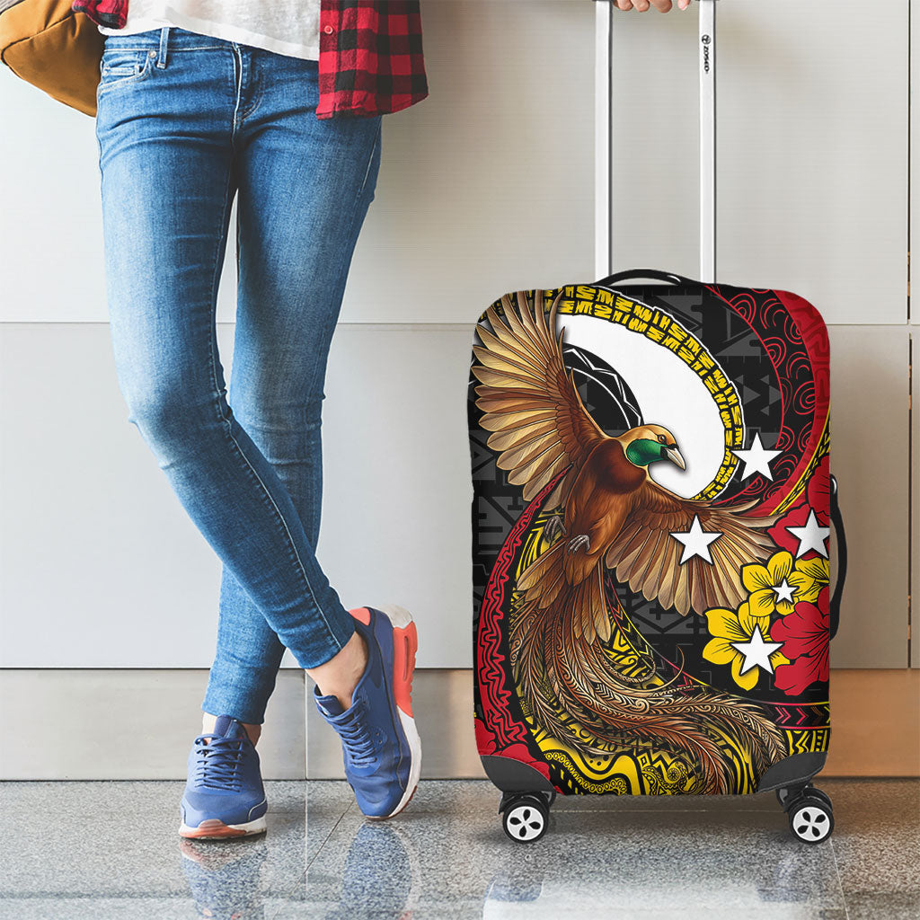 Papua New Guinea Language Week Luggage Cover Bird Of Paradise Tribal Floral Pattern DT05 - Polynesian Pride
