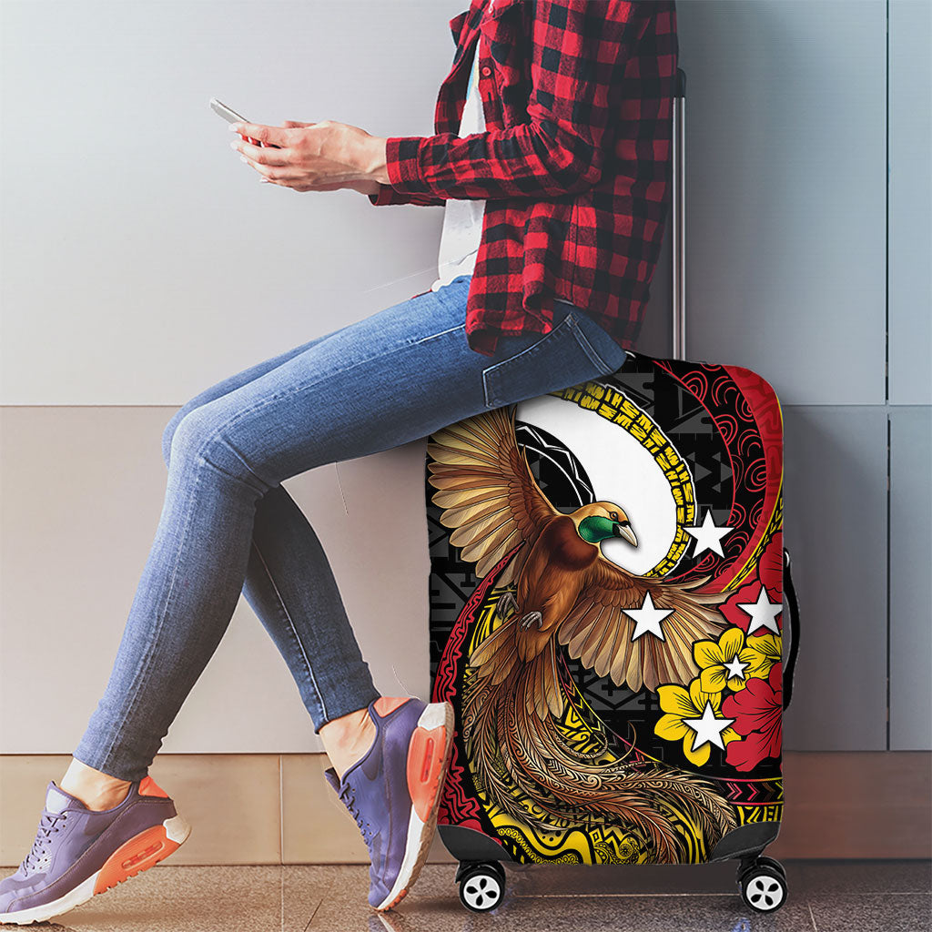 Papua New Guinea Language Week Luggage Cover Bird Of Paradise Tribal Floral Pattern DT05 - Polynesian Pride