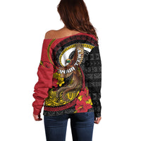 Personalised Papua New Guinea Language Week Off Shoulder Sweater Bird Of Paradise Tribal Floral Pattern DT05 - Polynesian Pride