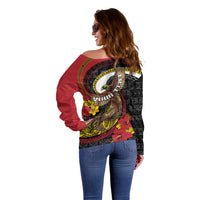 Personalised Papua New Guinea Language Week Off Shoulder Sweater Bird Of Paradise Tribal Floral Pattern DT05 - Polynesian Pride