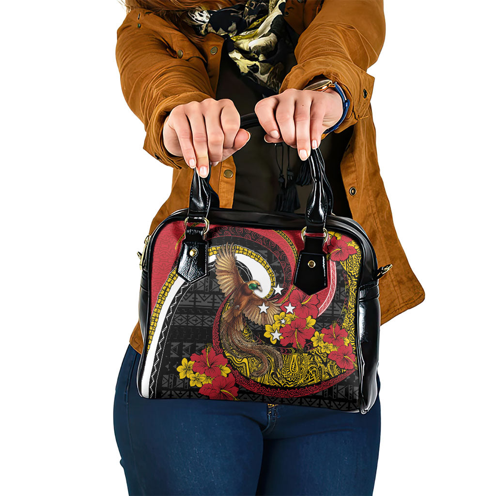 Papua New Guinea Language Week Shoulder Handbag Bird Of Paradise Tribal Floral Pattern