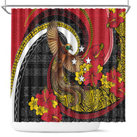Papua New Guinea Language Week Shower Curtain Bird Of Paradise Tribal Floral Pattern DT05 Black - Polynesian Pride