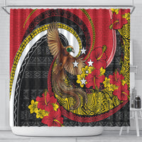 Papua New Guinea Language Week Shower Curtain Bird Of Paradise Tribal Floral Pattern DT05 - Polynesian Pride