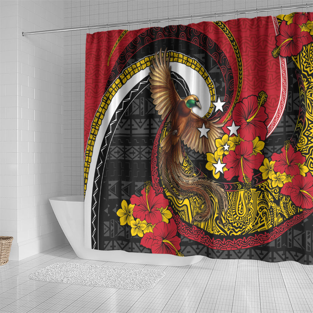 Papua New Guinea Language Week Shower Curtain Bird Of Paradise Tribal Floral Pattern DT05 - Polynesian Pride