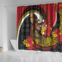 Papua New Guinea Language Week Shower Curtain Bird Of Paradise Tribal Floral Pattern DT05 - Polynesian Pride