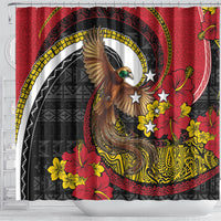 Papua New Guinea Language Week Shower Curtain Bird Of Paradise Tribal Floral Pattern DT05 - Polynesian Pride