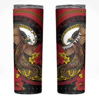 Personalised Papua New Guinea Language Week Skinny Tumbler Bird Of Paradise Tribal Floral Pattern DT05 Black - Polynesian Pride