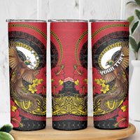 Personalised Papua New Guinea Language Week Skinny Tumbler Bird Of Paradise Tribal Floral Pattern DT05 - Polynesian Pride