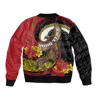 Personalised Papua New Guinea Language Week Sleeve Zip Bomber Jacket Bird Of Paradise Tribal Floral Pattern DT05 - Polynesian Pride