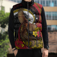 Personalised Papua New Guinea Language Week Sleeveless Puffer Jacket Bird Of Paradise Tribal Floral Pattern DT05 - Polynesian Pride