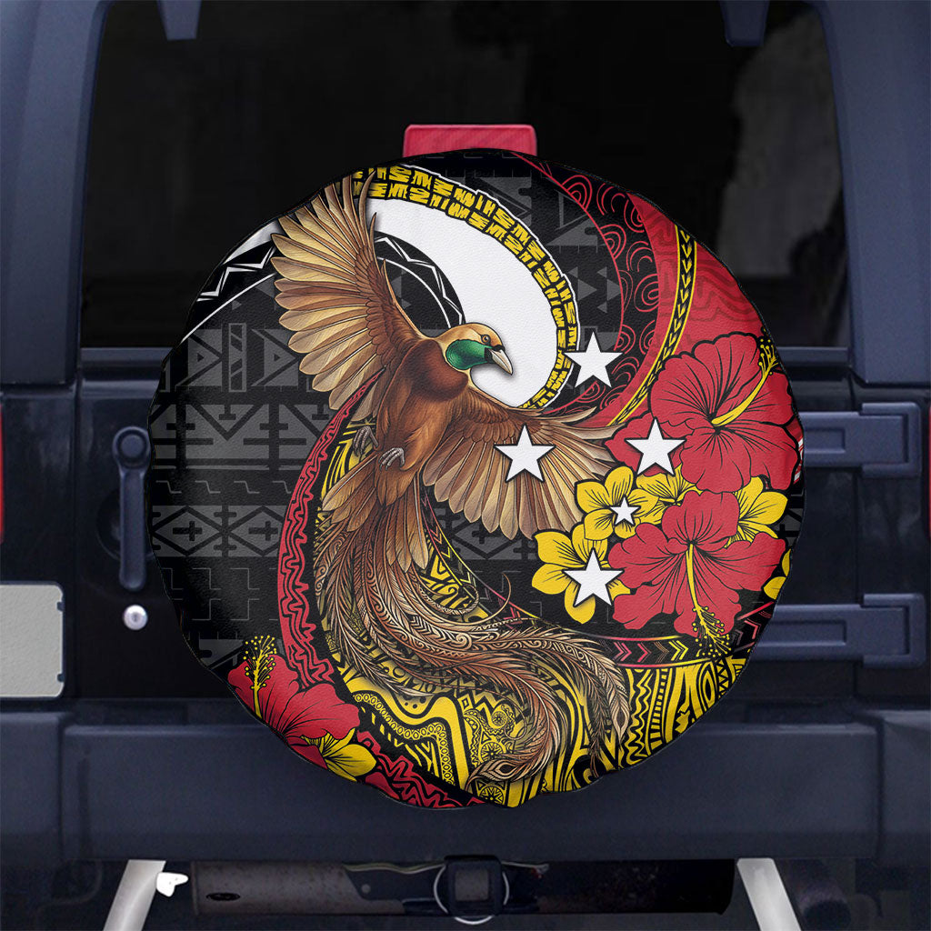 Papua New Guinea Language Week Spare Tire Cover Bird Of Paradise Tribal Floral Pattern