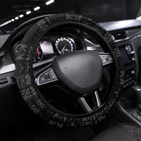 Papua New Guinea Language Week Steering Wheel Cover Bird Of Paradise Tribal Floral Pattern DT05 Universal Fit Black - Polynesian Pride