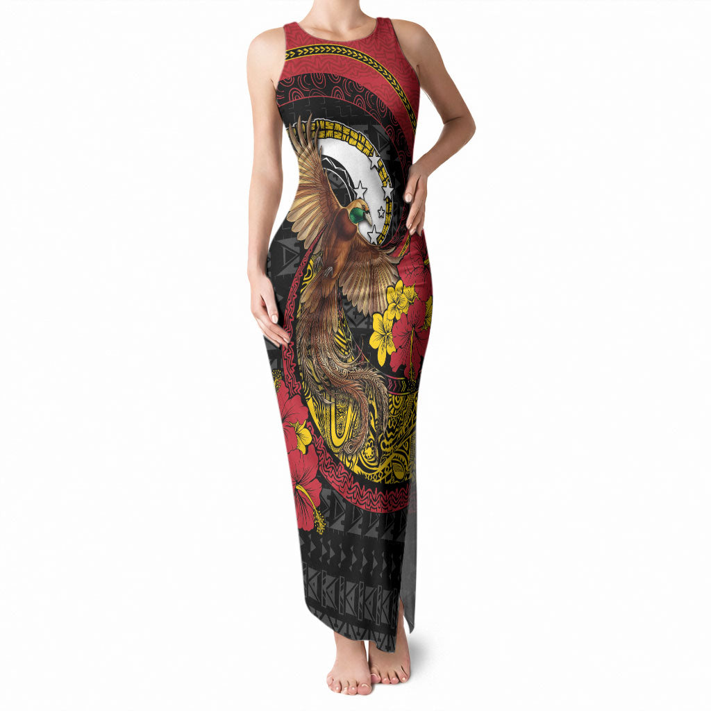 Personalised Papua New Guinea Language Week Tank Maxi Dress Bird Of Paradise Tribal Floral Pattern