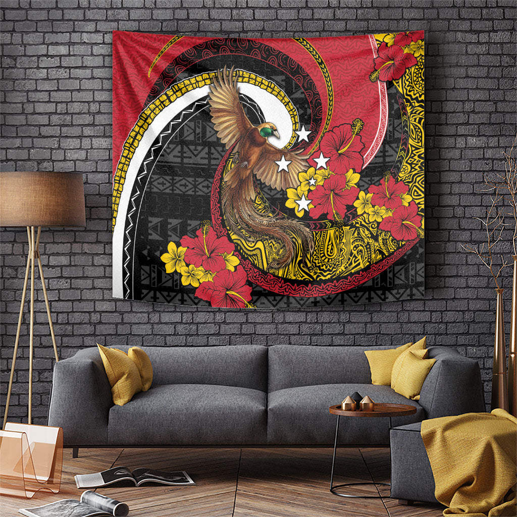 Papua New Guinea Language Week Tapestry Bird Of Paradise Tribal Floral Pattern