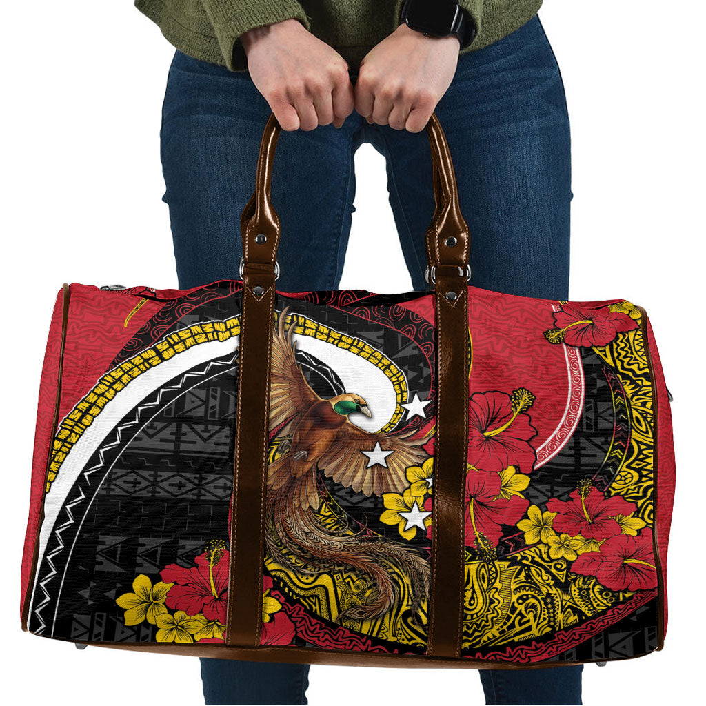 Papua New Guinea Language Week Travel Bag Bird Of Paradise Tribal Floral Pattern