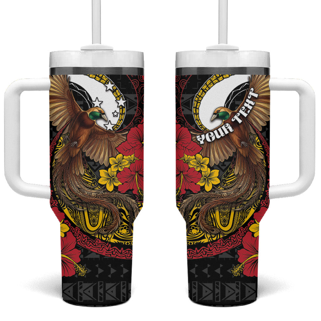 Personalised Papua New Guinea Language Week Tumbler With Handle Bird Of Paradise Tribal Floral Pattern