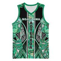Aotearoa Ngati Awa Basketball Jersey Maori Tribal Green Marble Paua Shell Pattern DT05 Unisex Green - Polynesian Pride