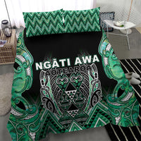 Aotearoa Ngati Awa Bedding Set Maori Tribal Green Marble Paua Shell Pattern DT05 - Polynesian Pride