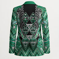 Aotearoa Ngati Awa Blazer Maori Tribal Green Marble Paua Shell Pattern DT05 - Polynesian Pride