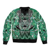 Aotearoa Ngati Awa Bomber Jacket Maori Tribal Green Marble Paua Shell Pattern DT05 - Polynesian Pride