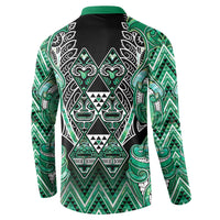 Aotearoa Ngati Awa Button Sweatshirt Maori Tribal Green Marble Paua Shell Pattern DT05 - Polynesian Pride