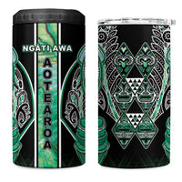 Aotearoa Ngati Awa 4 in 1 Can Cooler Tumbler Maori Tribal Green Marble Paua Shell Pattern DT05 One Size: 16 oz Green - Polynesian Pride