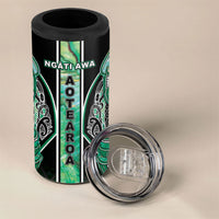 Aotearoa Ngati Awa 4 in 1 Can Cooler Tumbler Maori Tribal Green Marble Paua Shell Pattern DT05 - Polynesian Pride