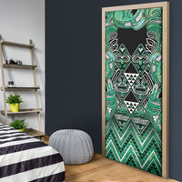 Aotearoa Ngati Awa Door Cover Maori Tribal Green Marble Paua Shell Pattern DT05 - Polynesian Pride