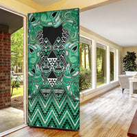 Aotearoa Ngati Awa Door Cover Maori Tribal Green Marble Paua Shell Pattern DT05 - Polynesian Pride