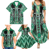 Aotearoa Ngati Awa Family Matching Summer Maxi Dress and Hawaiian Shirt Maori Tribal Green Marble Paua Shell Pattern DT05 - Polynesian Pride