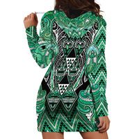 Aotearoa Ngati Awa Hoodie Dress Maori Tribal Green Marble Paua Shell Pattern DT05 - Polynesian Pride