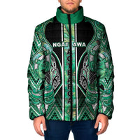 Aotearoa Ngati Awa Padded Jacket Maori Tribal Green Marble Paua Shell Pattern DT05 Men Green - Polynesian Pride