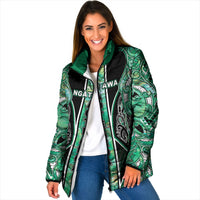 Aotearoa Ngati Awa Padded Jacket Maori Tribal Green Marble Paua Shell Pattern DT05 Women Green - Polynesian Pride