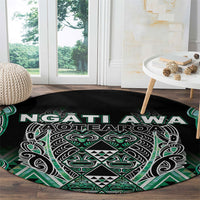 Aotearoa Ngati Awa Round Carpet Maori Tribal Green Marble Paua Shell Pattern DT05 - Polynesian Pride