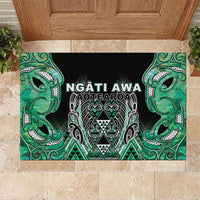 Aotearoa Ngati Awa Rubber Doormat Maori Tribal Green Marble Paua Shell Pattern DT05 Green - Polynesian Pride