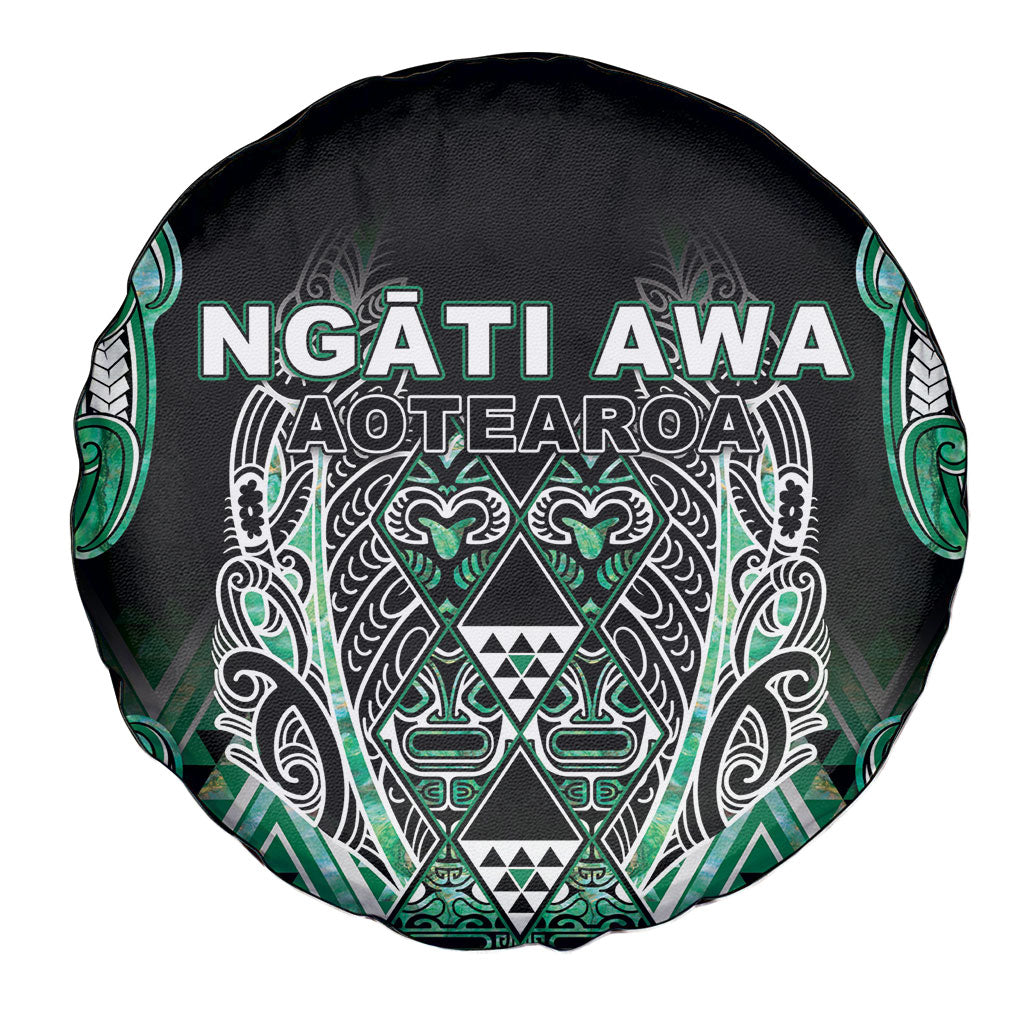 Aotearoa Ngati Awa Spare Tire Cover Maori Tribal Green Marble Paua Shell Pattern DT05 - Polynesian Pride