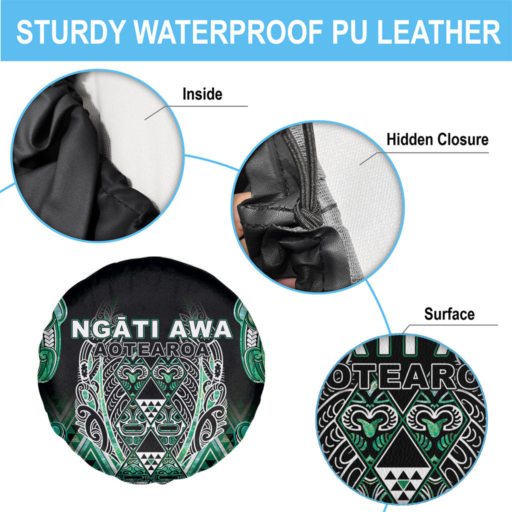 Aotearoa Ngati Awa Spare Tire Cover Maori Tribal Green Marble Paua Shell Pattern DT05 - Polynesian Pride